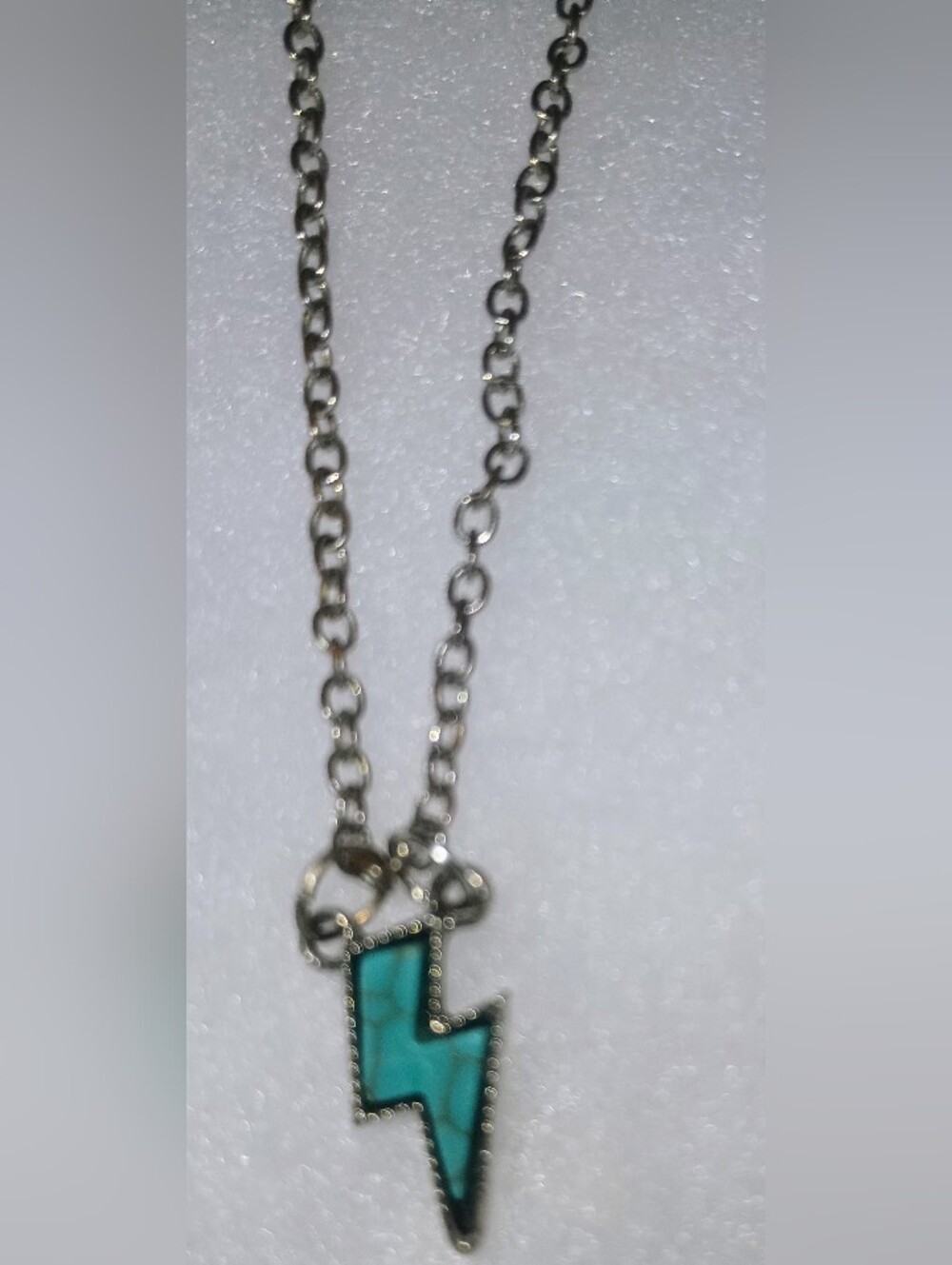 Turquoise Cross Pendant Necklace - Silver Tone